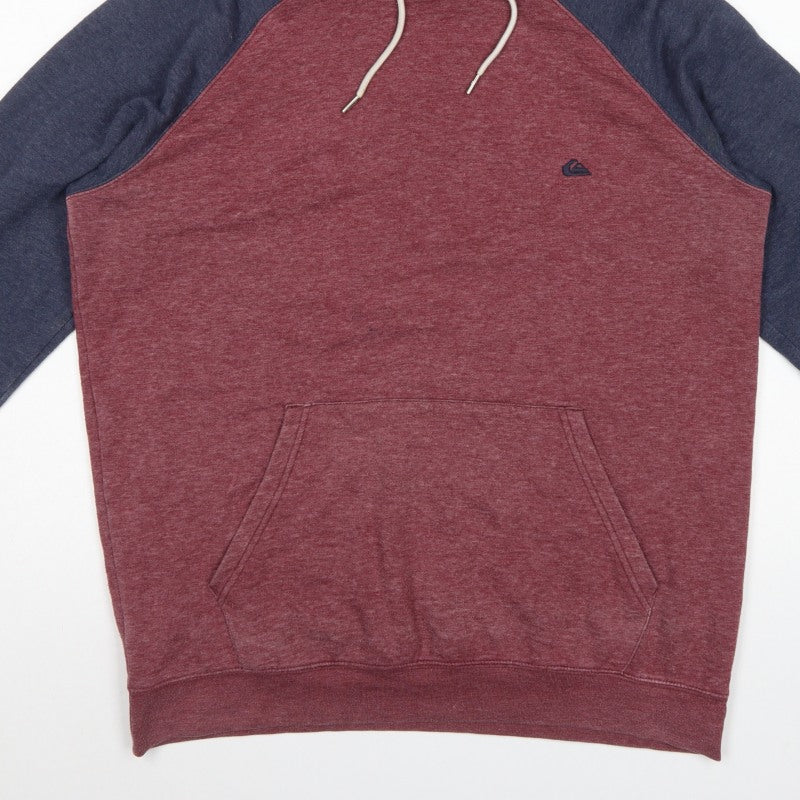 Quiksilver Men’s XL Burgundy Navy Logo Pullover Hoodie