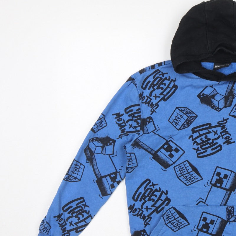 Minecraft Boys Blue Creeper TNT Graphic Pullover Hoodie 12-13 Years