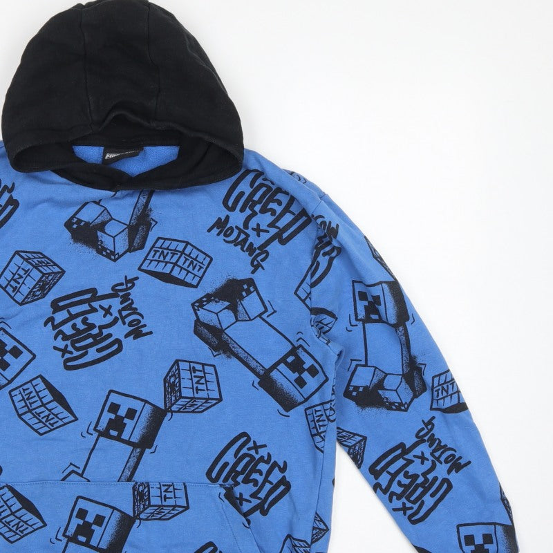 Minecraft Boys Blue Creeper TNT Graphic Pullover Hoodie 12-13 Years