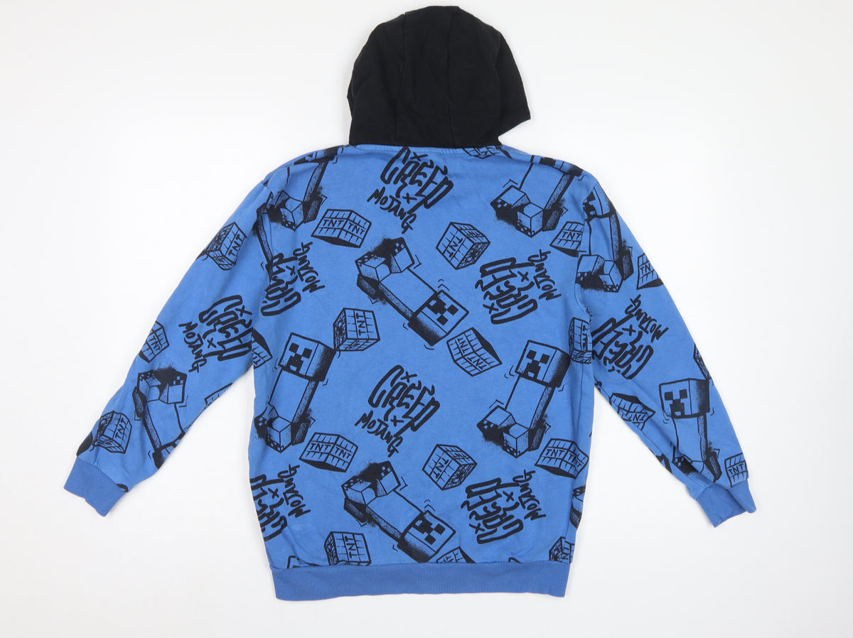 Minecraft Boys Blue Creeper TNT Graphic Pullover Hoodie 12-13 Years