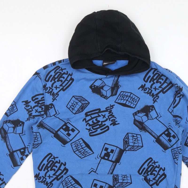 Minecraft Boys Blue Creeper TNT Graphic Pullover Hoodie 12-13 Years