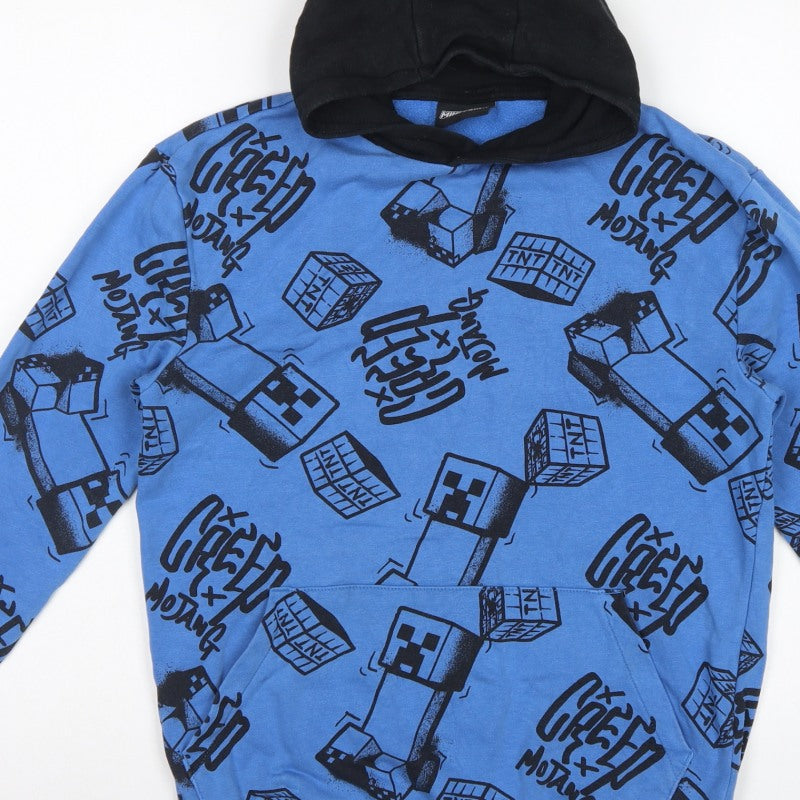 Minecraft Boys Blue Creeper TNT Graphic Pullover Hoodie 12-13 Years