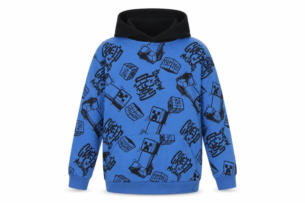 Minecraft Boys Blue Creeper TNT Graphic Pullover Hoodie 12-13 Years