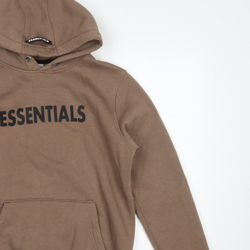 Essentials Men’s Brown L Pullover Hoodie Logo Graphic Cotton Fleece