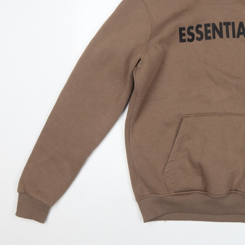 Essentials Men’s Brown L Pullover Hoodie Logo Graphic Cotton Fleece