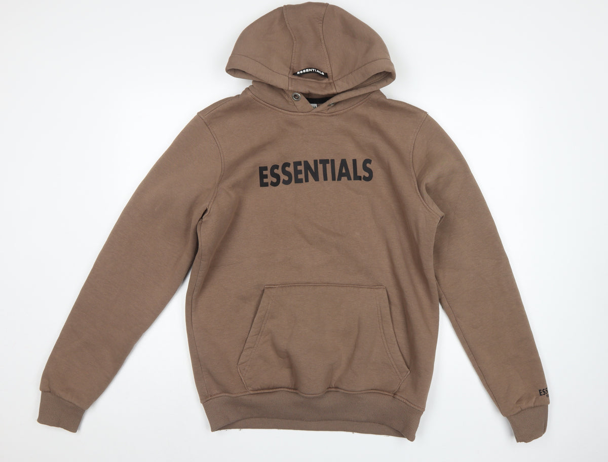 Essentials Men’s Brown L Pullover Hoodie Logo Graphic Cotton Fleece