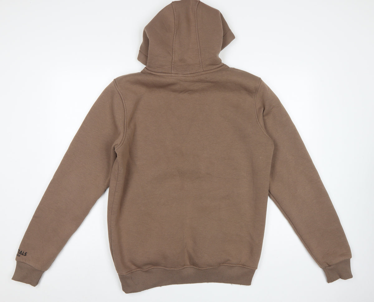 Essentials Men’s Brown L Pullover Hoodie Logo Graphic Cotton Fleece