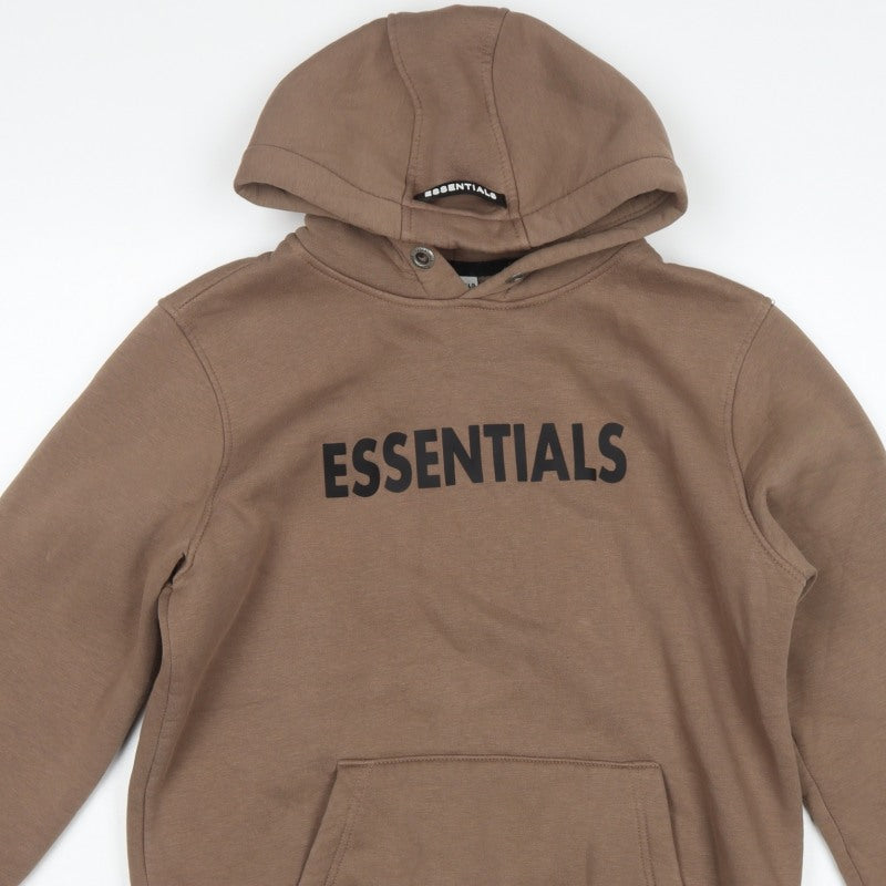 Essentials Men’s Brown L Pullover Hoodie Logo Graphic Cotton Fleece