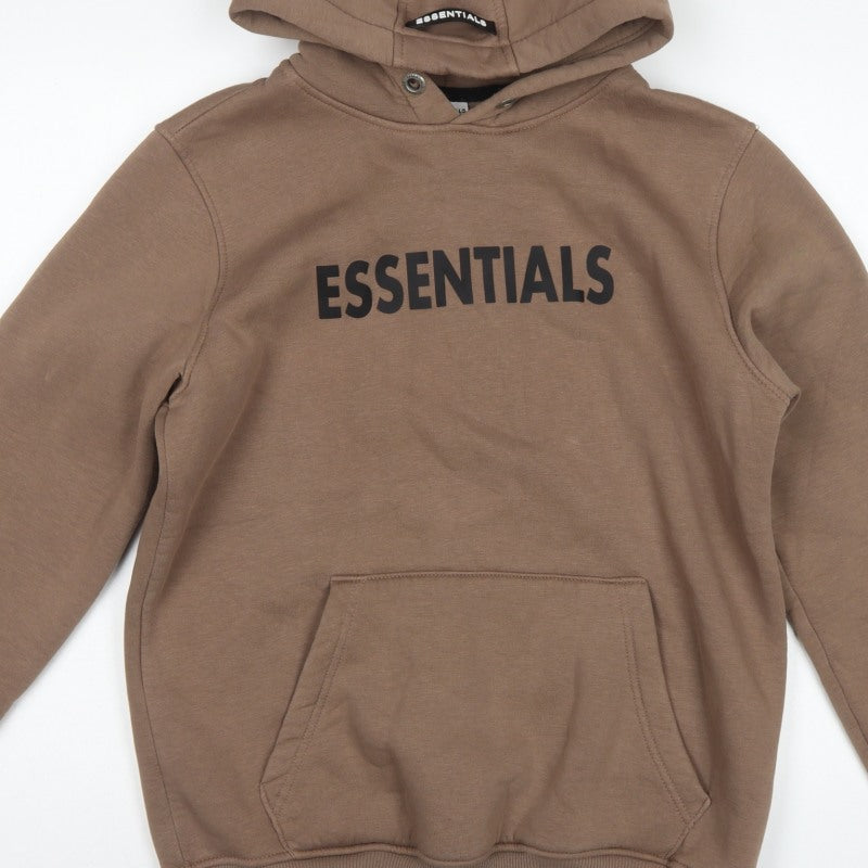 Essentials Men’s Brown L Pullover Hoodie Logo Graphic Cotton Fleece