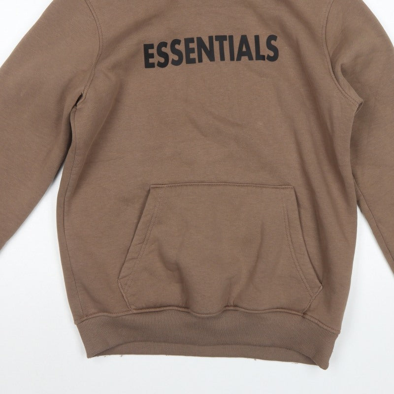 Essentials Men’s Brown L Pullover Hoodie Logo Graphic Cotton Fleece