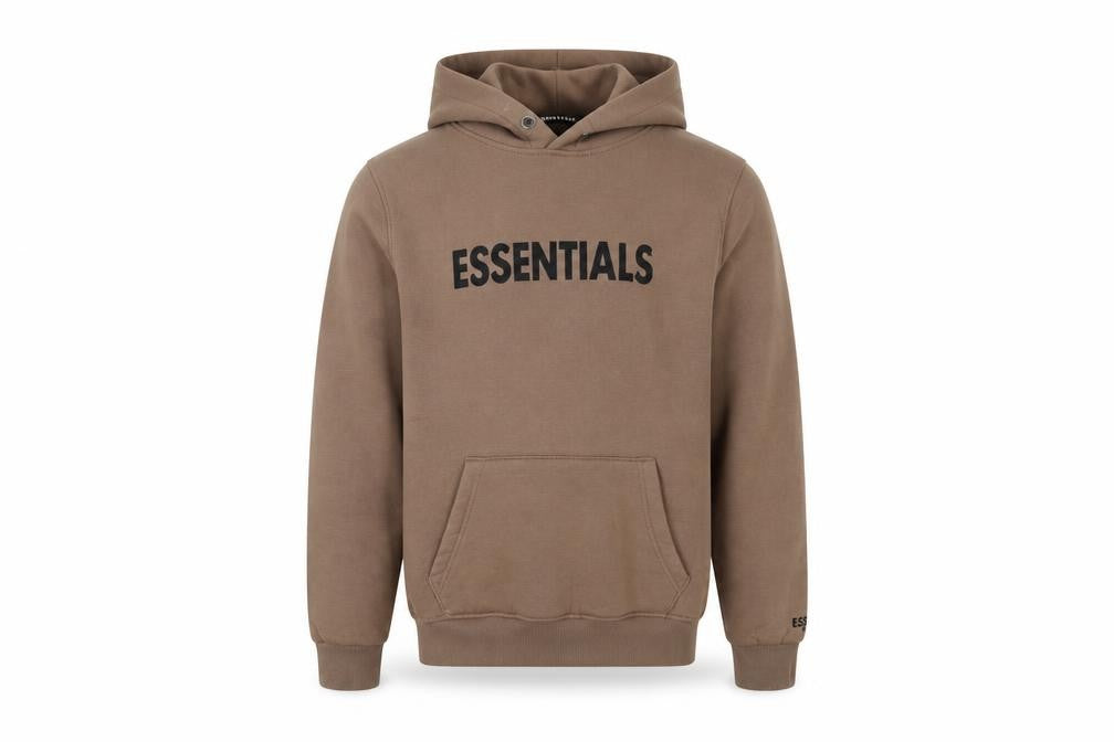 Essentials Men’s Brown L Pullover Hoodie Logo Graphic Cotton Fleece
