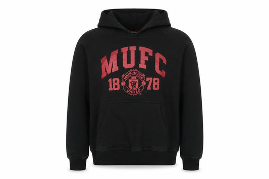 Manchester United Boys Black 12-13 Pullover Hoodie Football Graphic