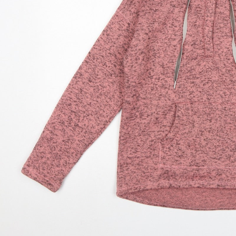 TU Women Pink Marl Hooded Pullover Sweatshirt Size 10 Pockets