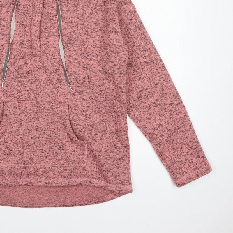 TU Women Pink Marl Hooded Pullover Sweatshirt Size 10 Pockets