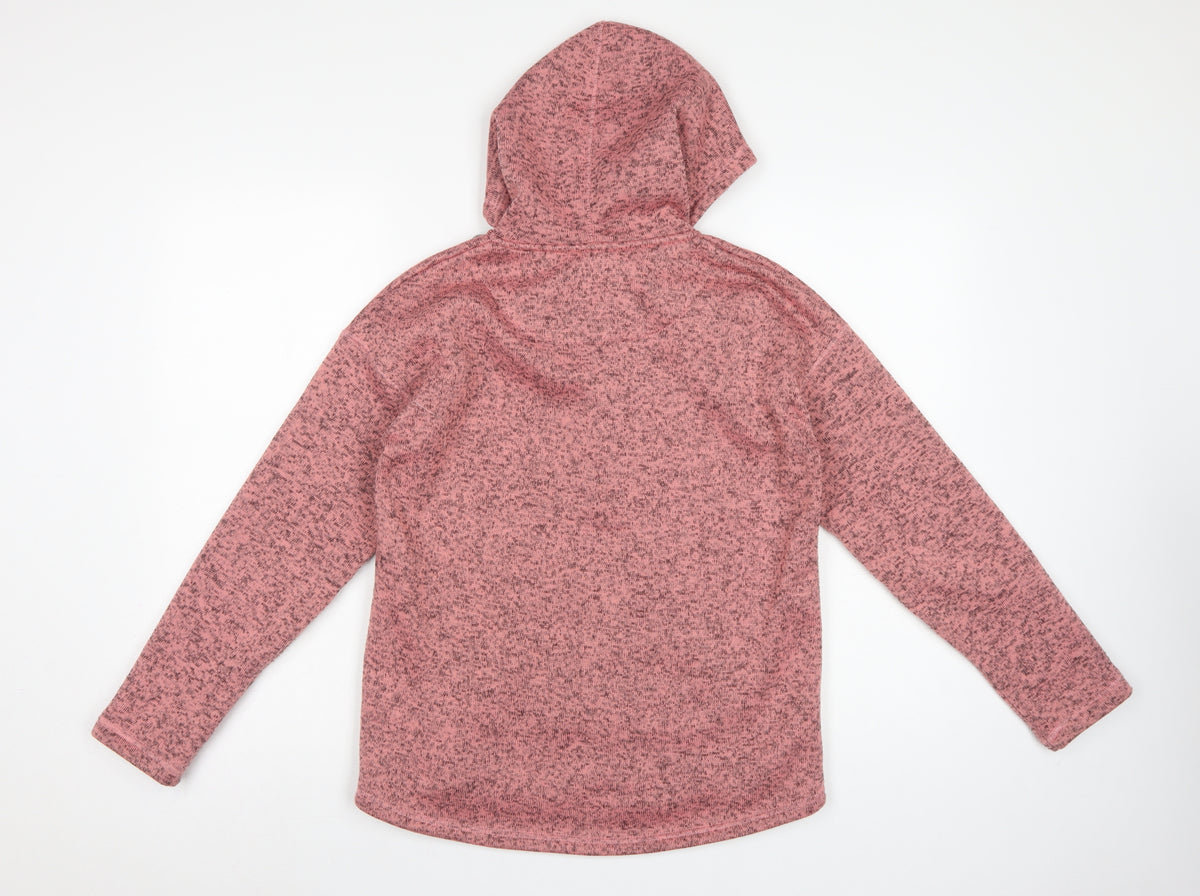 TU Women Pink Marl Hooded Pullover Sweatshirt Size 10 Pockets