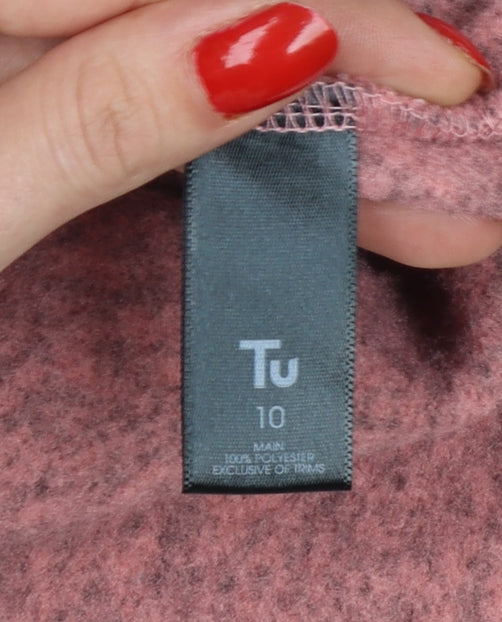 TU Women Pink Marl Hooded Pullover Sweatshirt Size 10 Pockets