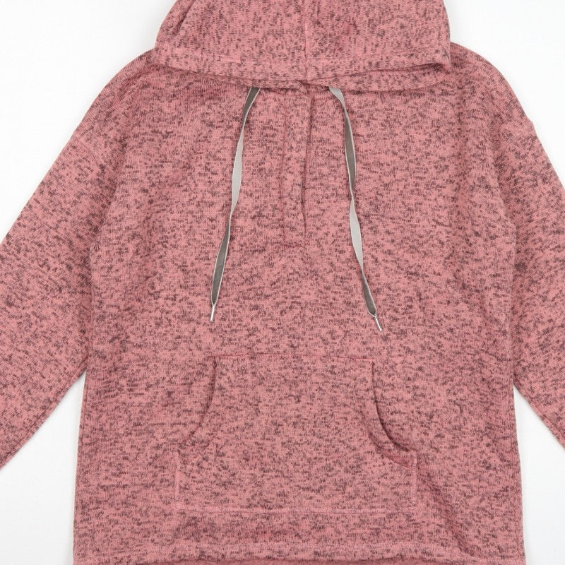 TU Women Pink Marl Hooded Pullover Sweatshirt Size 10 Pockets