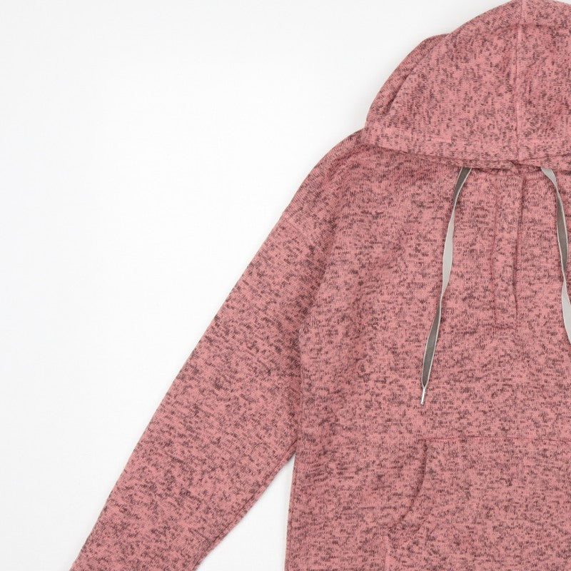 TU Women Pink Marl Hooded Pullover Sweatshirt Size 10 Pockets
