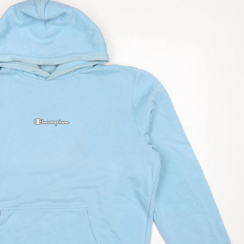 Champion Men Blue XL Pullover Hoodie Logo Fleece Kangaroo Pocket