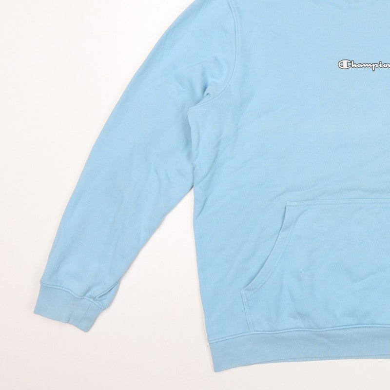 Champion Men Blue XL Pullover Hoodie Logo Fleece Kangaroo Pocket
