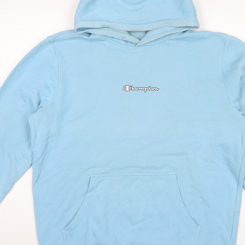 Champion Men Blue XL Pullover Hoodie Logo Fleece Kangaroo Pocket