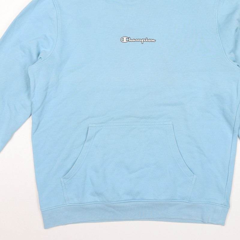 Champion Men Blue XL Pullover Hoodie Logo Fleece Kangaroo Pocket
