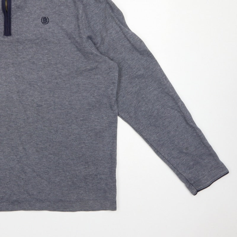 Marks and Spencer Men Grey L Quarter Zip High Neck Cotton Sweatshirt