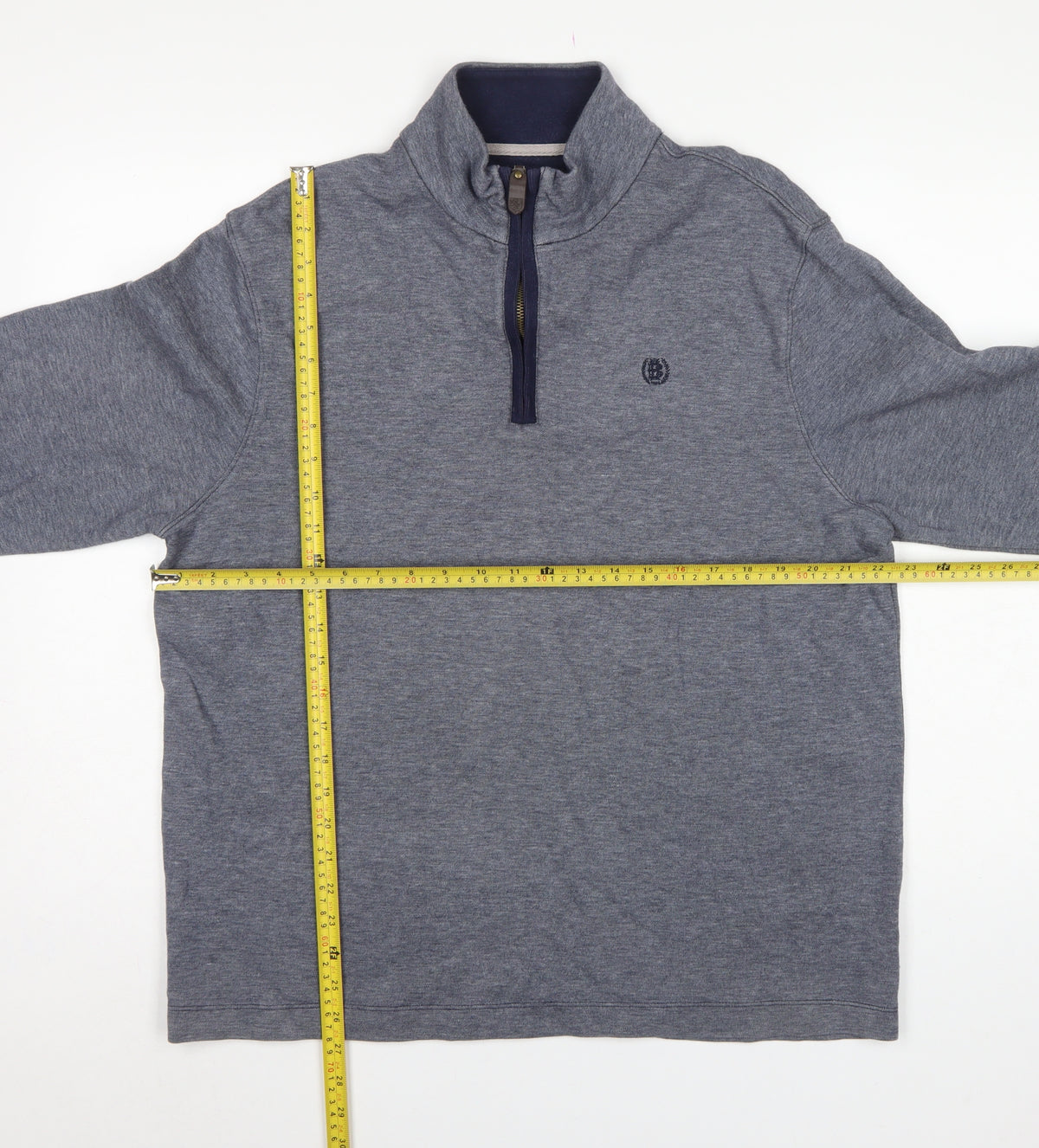 Marks and Spencer Men Grey L Quarter Zip High Neck Cotton Sweatshirt
