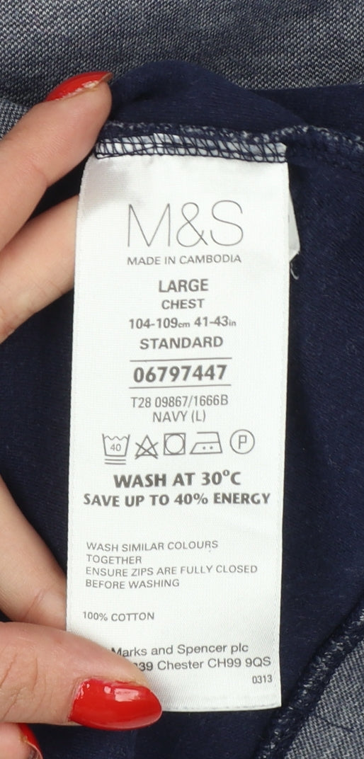 Marks and Spencer Men Grey L Quarter Zip High Neck Cotton Sweatshirt