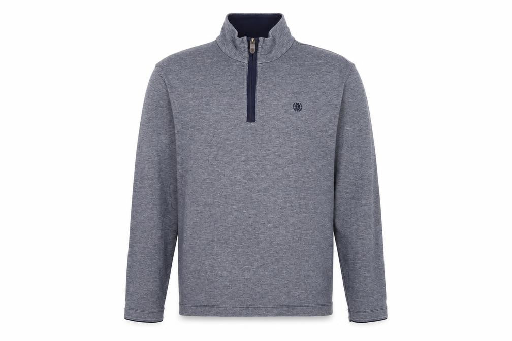 Marks and Spencer Men Grey L Quarter Zip High Neck Cotton Sweatshirt