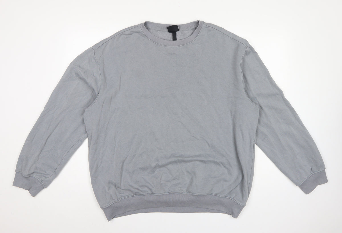 H&M Men’s Grey L Relaxed Fit Crew Neck Pullover Sweatshirt
