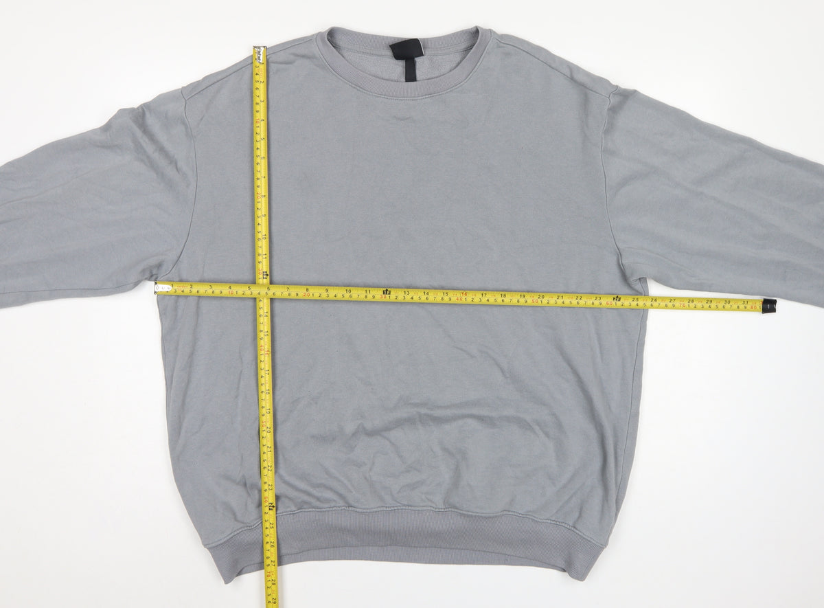 H&M Men’s Grey L Relaxed Fit Crew Neck Pullover Sweatshirt