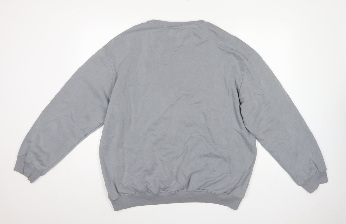 H&M Men’s Grey L Relaxed Fit Crew Neck Pullover Sweatshirt