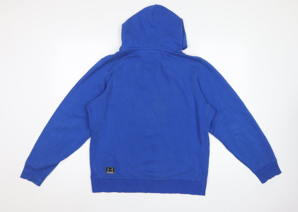 Under Armour Men Blue M Pullover Hoodie Charged Cotton Storm