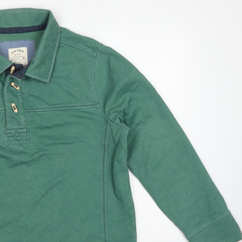 Fat Face Men's Green L Collared Button Henley Sweatshirt