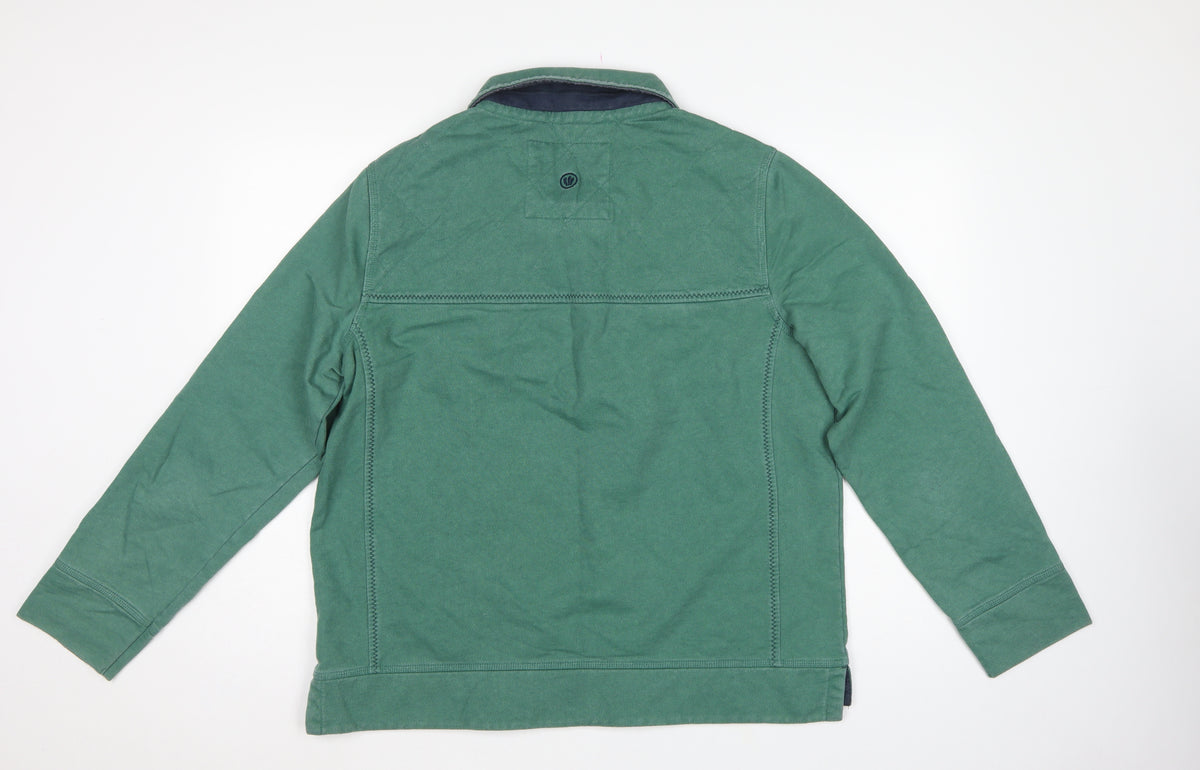 Fat Face Men's Green L Collared Button Henley Sweatshirt