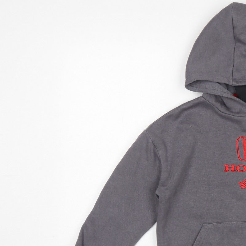 Honda Boys Grey 7-8 Years Pullover Hoodie Embroidered Racing Car