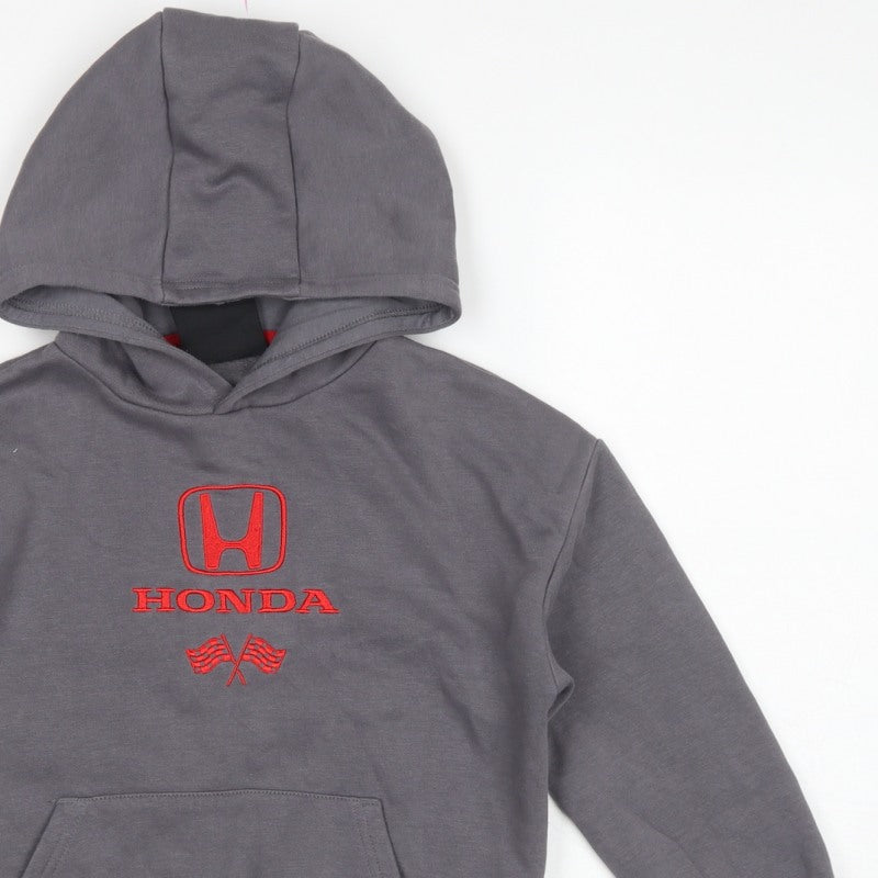 Honda Boys Grey 7-8 Years Pullover Hoodie Embroidered Racing Car
