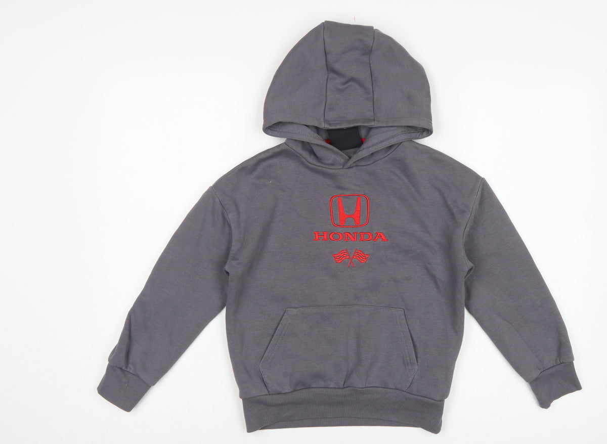 Honda Boys Grey 7-8 Years Pullover Hoodie Embroidered Racing Car
