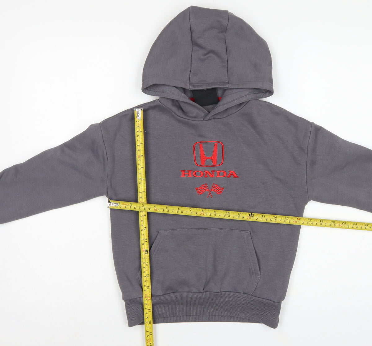Honda Boys Grey 7-8 Years Pullover Hoodie Embroidered Racing Car