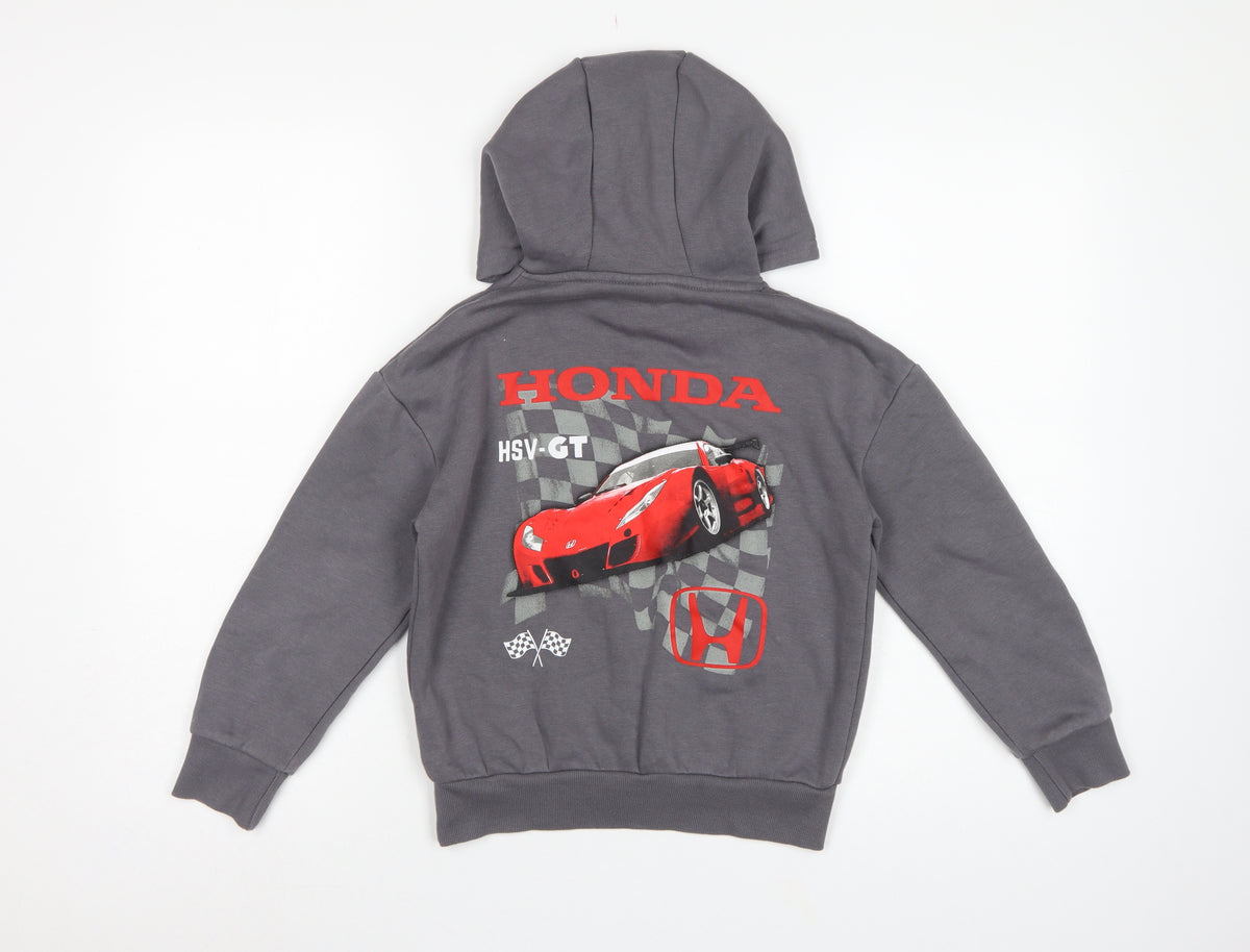 Honda Boys Grey 7-8 Years Pullover Hoodie Embroidered Racing Car