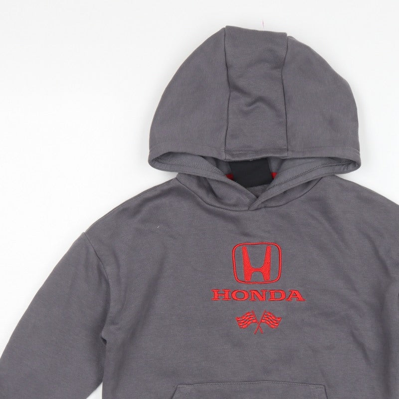 Honda Boys Grey 7-8 Years Pullover Hoodie Embroidered Racing Car