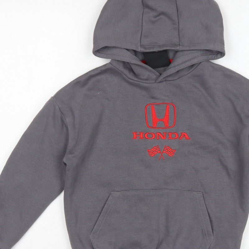 Honda Boys Grey 7-8 Years Pullover Hoodie Embroidered Racing Car