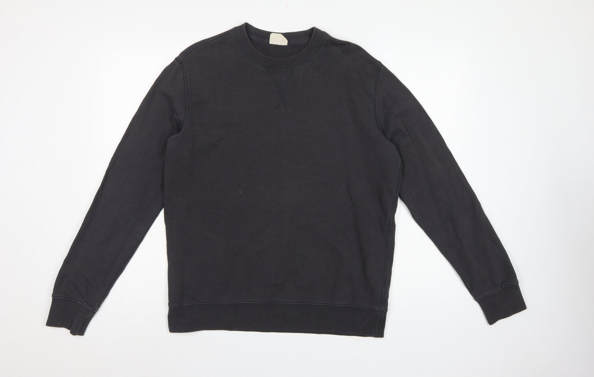 Marks and Spencer Men’s Black M Cotton Crew Neck Pullover Sweatshirt