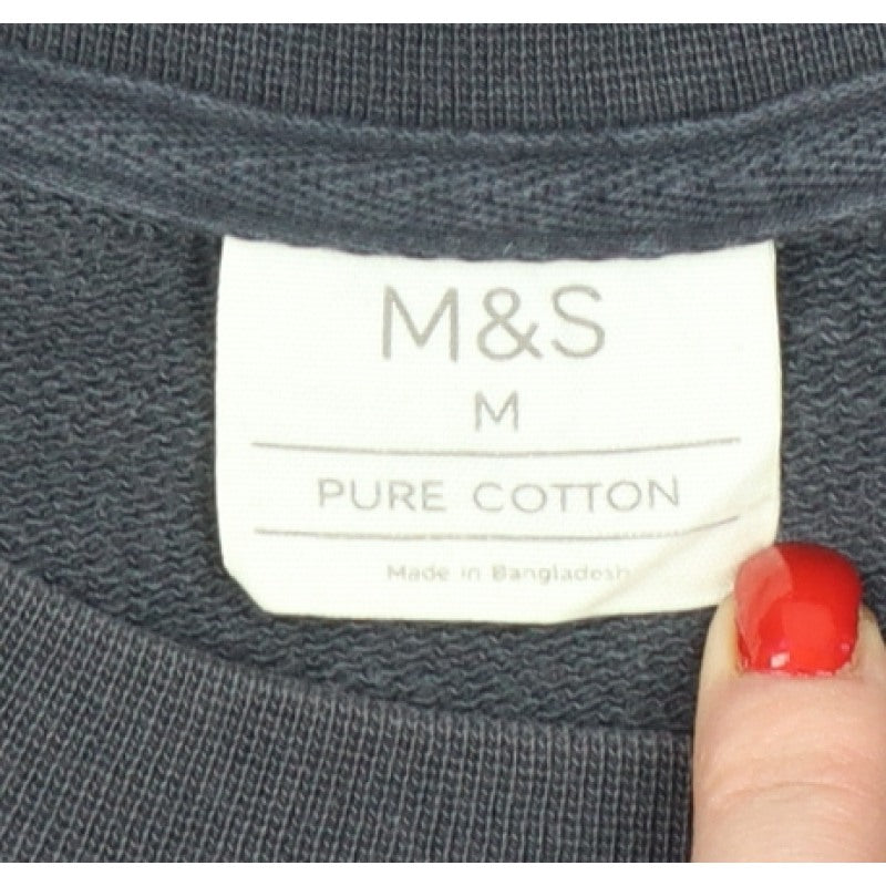 Marks and Spencer Men’s Black M Cotton Crew Neck Pullover Sweatshirt