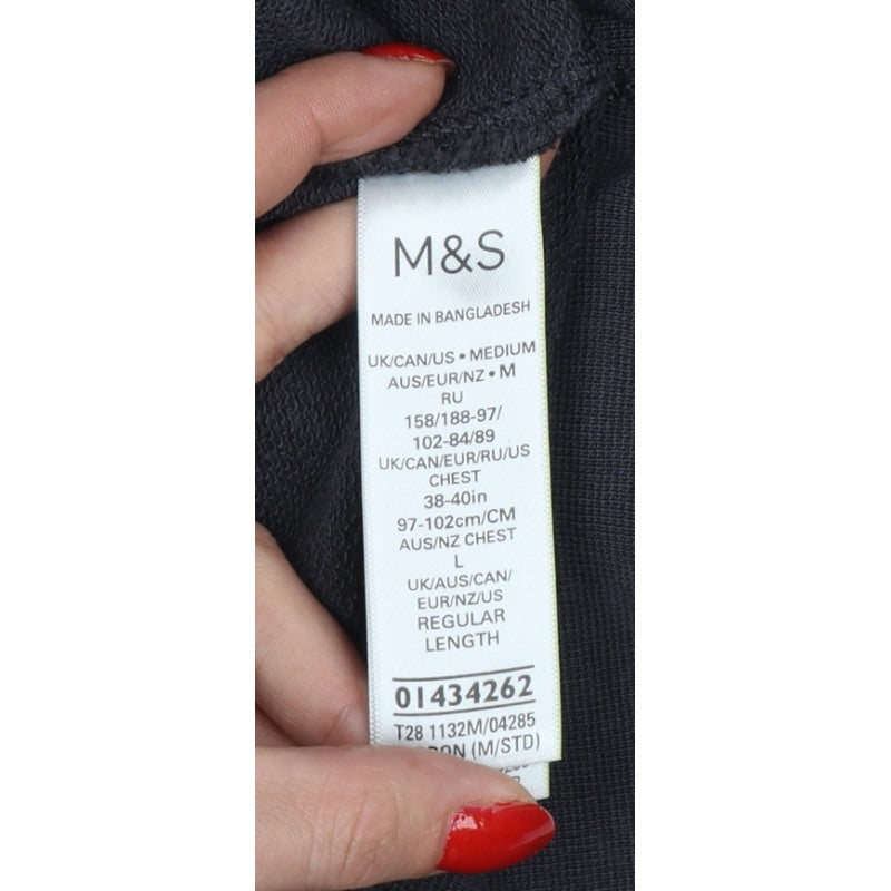 Marks and Spencer Men’s Black M Cotton Crew Neck Pullover Sweatshirt