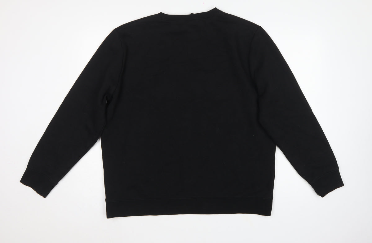 H&M Men Black XL Space Graphic Print Crew Neck Pullover Sweatshirt