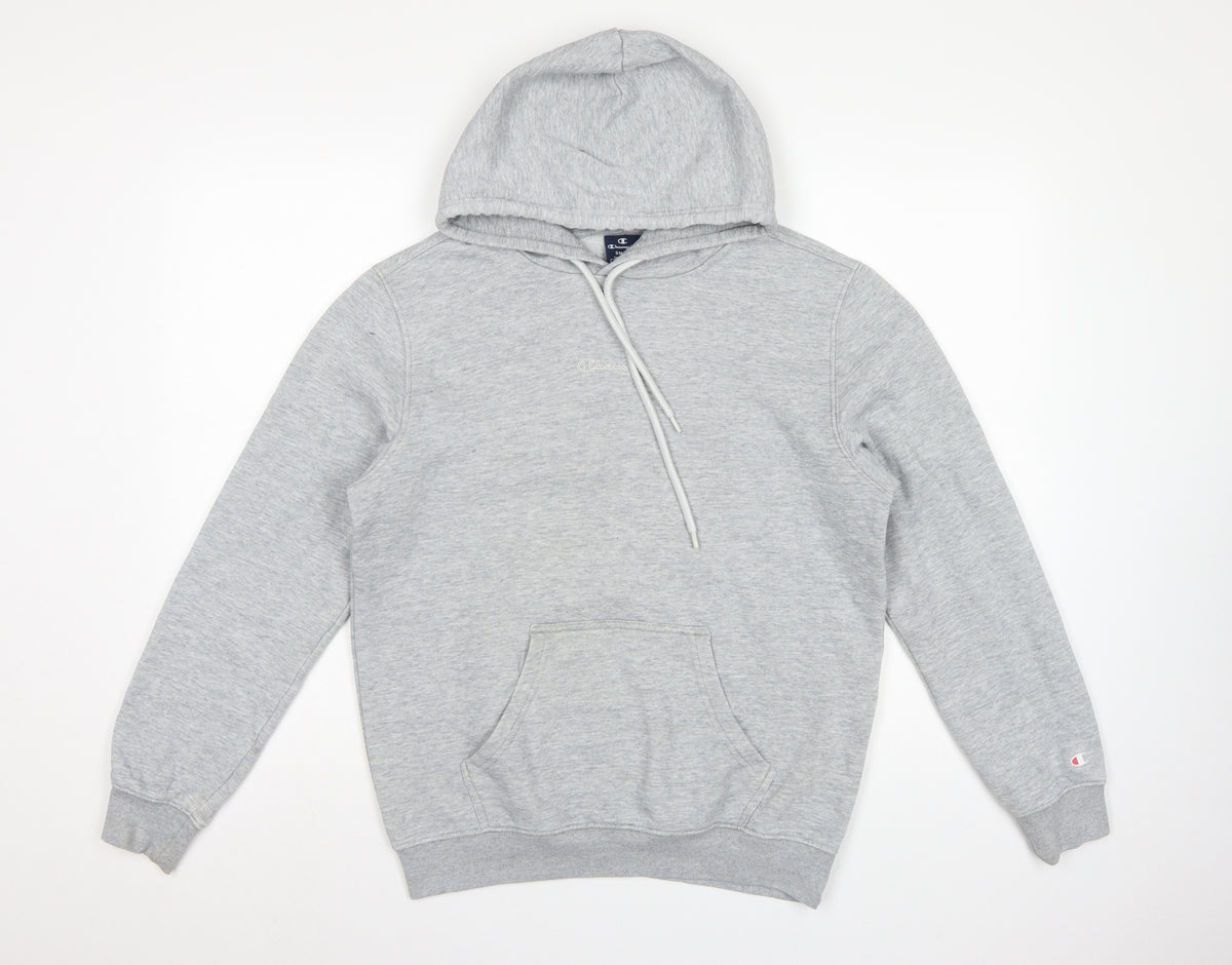 Champion Men's Grey Small Pullover Hoodie Logo Pocket Cotton Blend