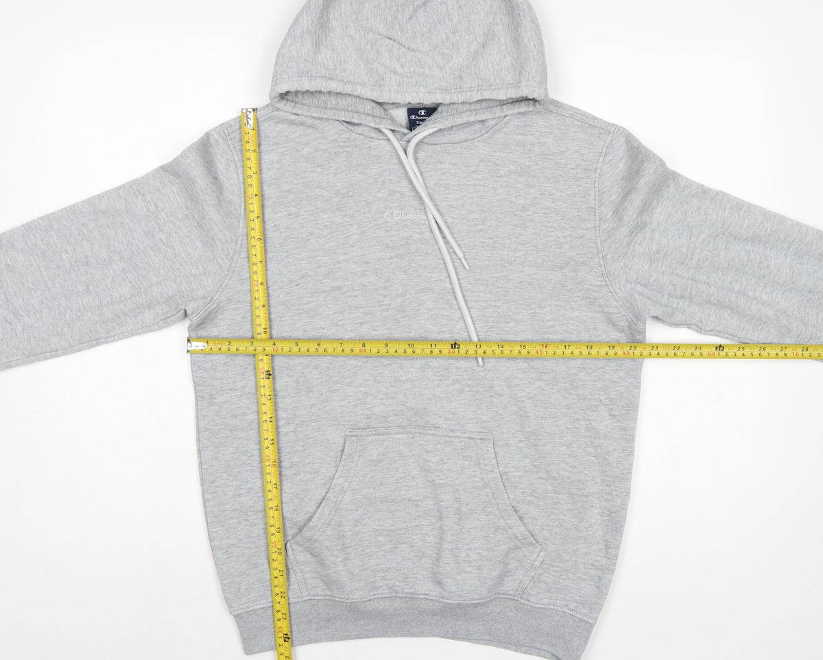 Champion Men's Grey Small Pullover Hoodie Logo Pocket Cotton Blend