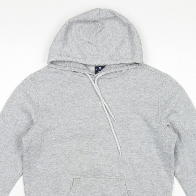 Champion Men's Grey Small Pullover Hoodie Logo Pocket Cotton Blend